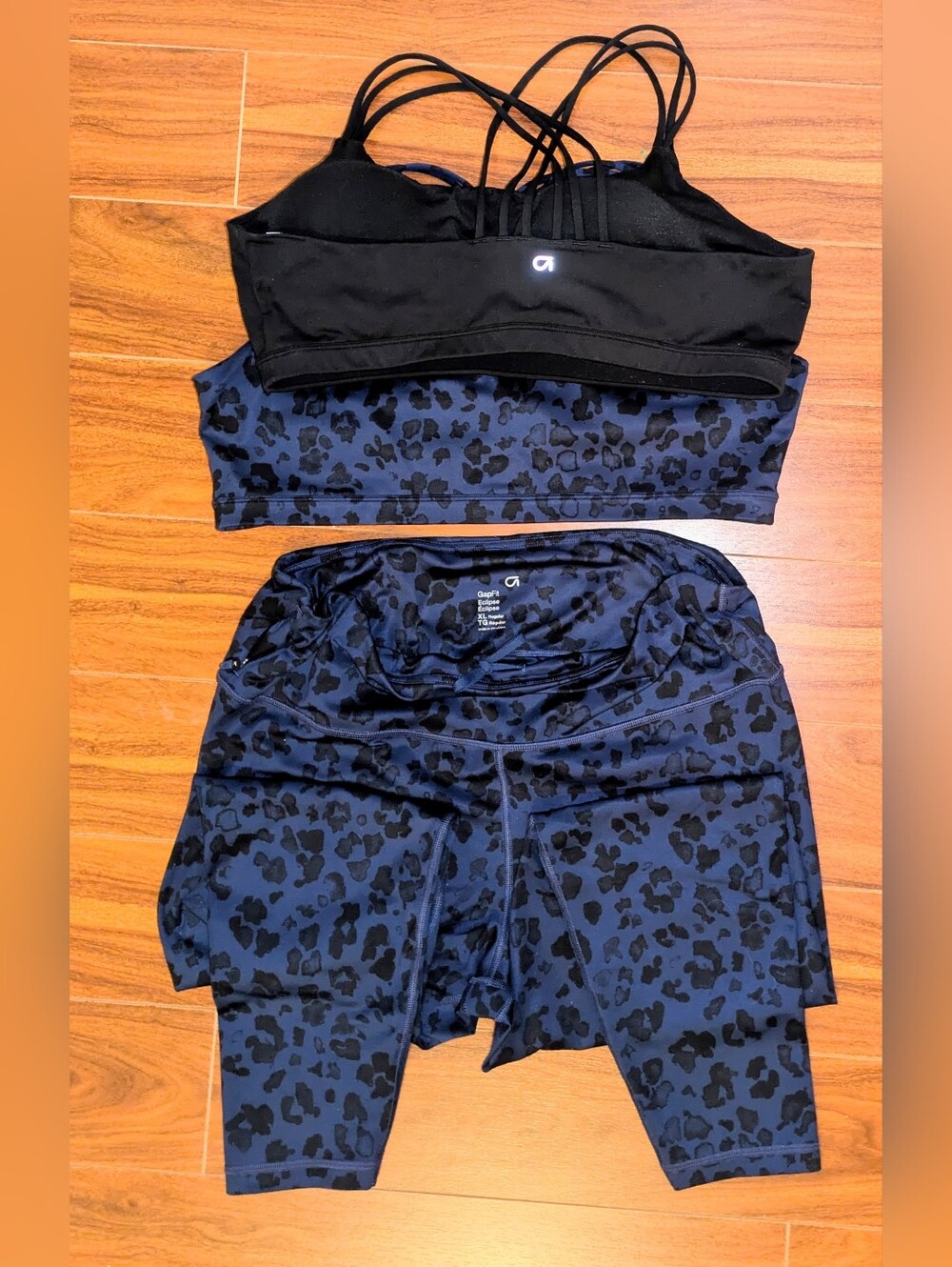 EUC GAPFit Eclipse 3-Piece Set: 2 Bra,1 Pant ActivewearBlue/Black XL